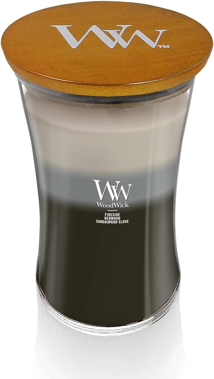 21.5oz Large Hourglass Jar Candle Warm Woods Trilogy - WoodWick