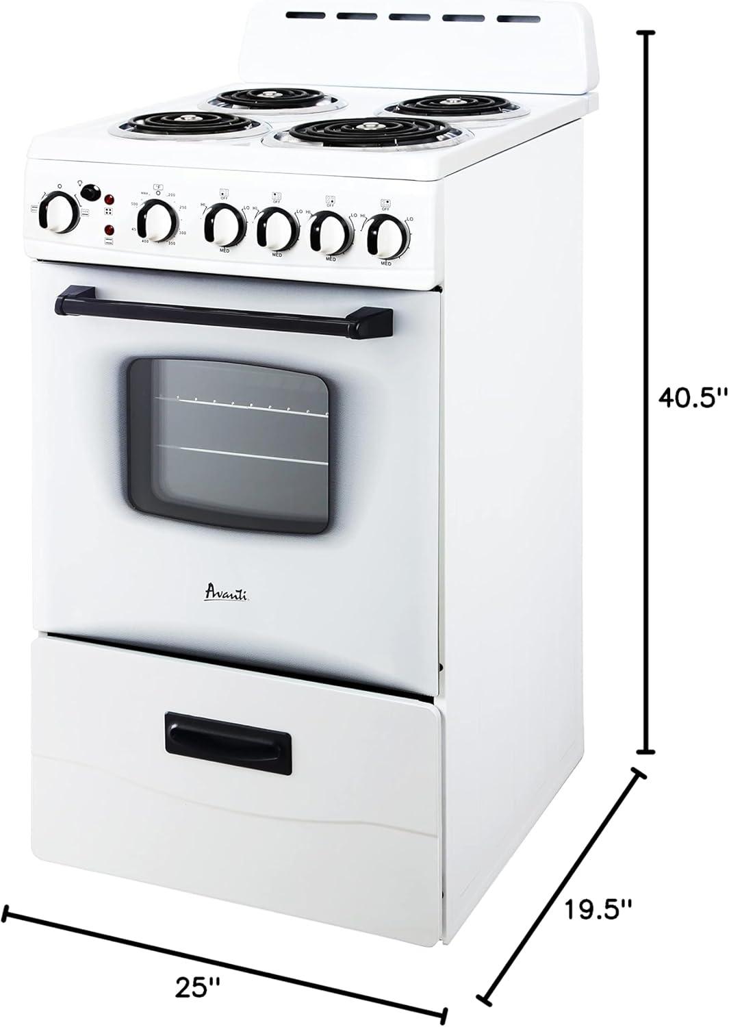 Avanti 20" Electric Range Oven with Framed Glass Door, in White (ERU200P0W)