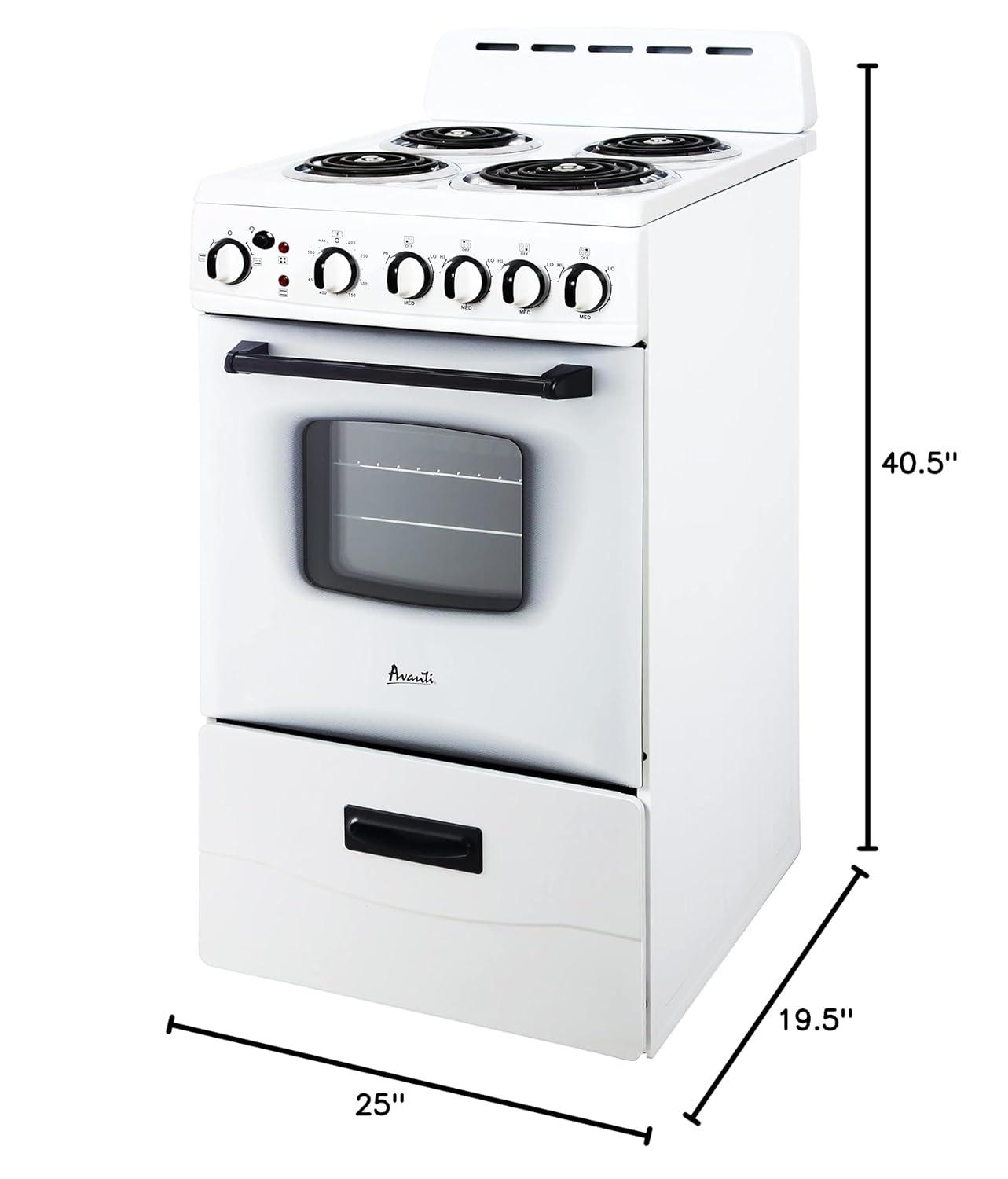 Avanti 20" Electric Range Oven with Framed Glass Door, in White (ERU200P0W)