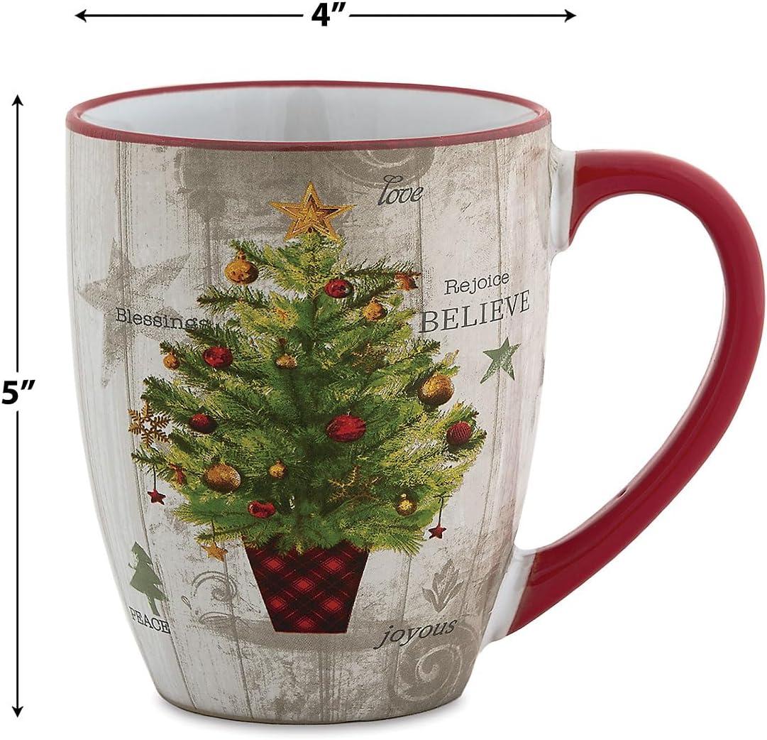 Current Ceramic Tree Mug - 22oz Large Ceramic Winter Christmas Mug, Microwave Safe, Hand Wash, Holiday Dishware, Festive