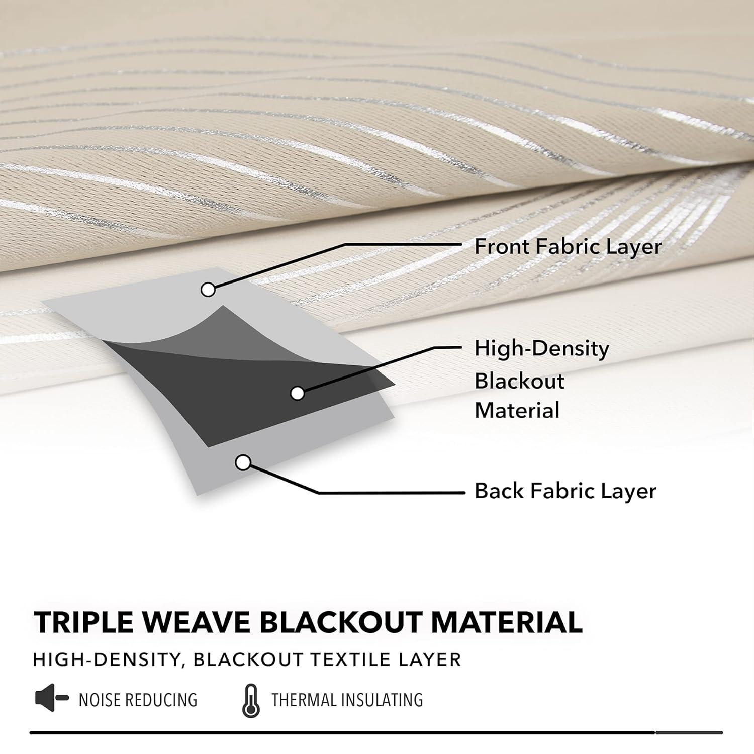 Deconovo Silver Wave Room Darkening Grommet Curtains (2 Panels) Light Beige 52W x 84L