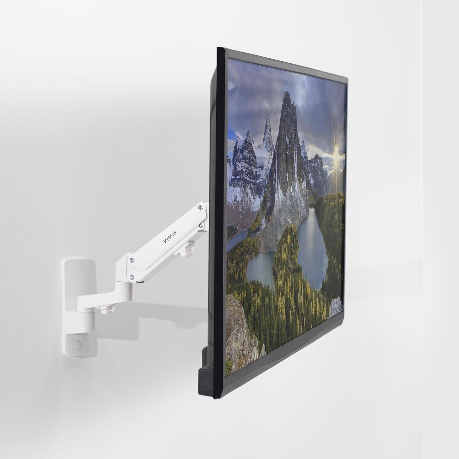 VIVO White Premium Aluminum Single TV Wall Mount Arm for Screens up to 55"