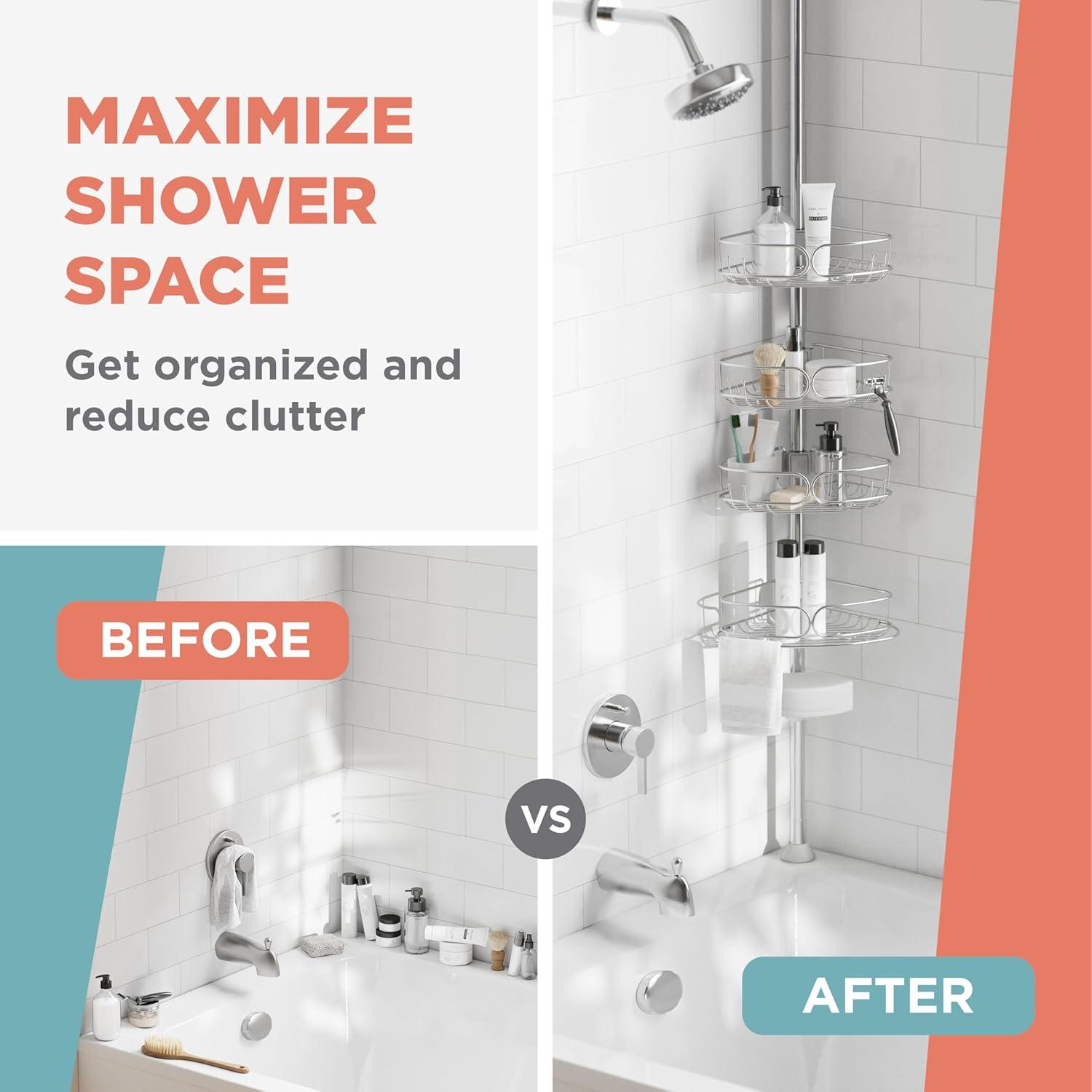 Rebrilliant Gare Tension Pole Stainless Steel Shower Caddy