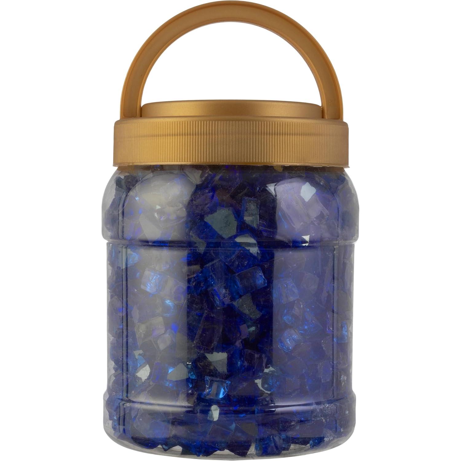 Pure Garden 10lbs Fire Pit Glass - 1/2-Inch Crushed Glass Rocks for Fireplaces, Landscape, Aquariums, or Vases