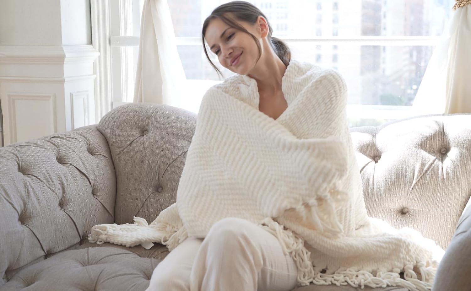 Home Soft Things Tweed Knitted Throw Blanket