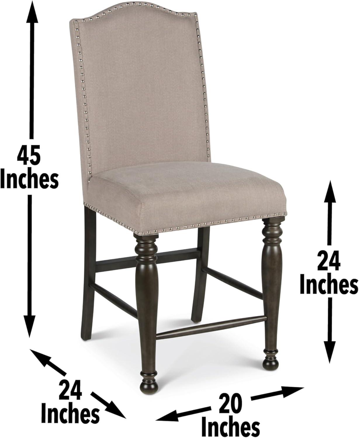 Caswell Harbor Gray Counter Chair with Light Stone colored fabric