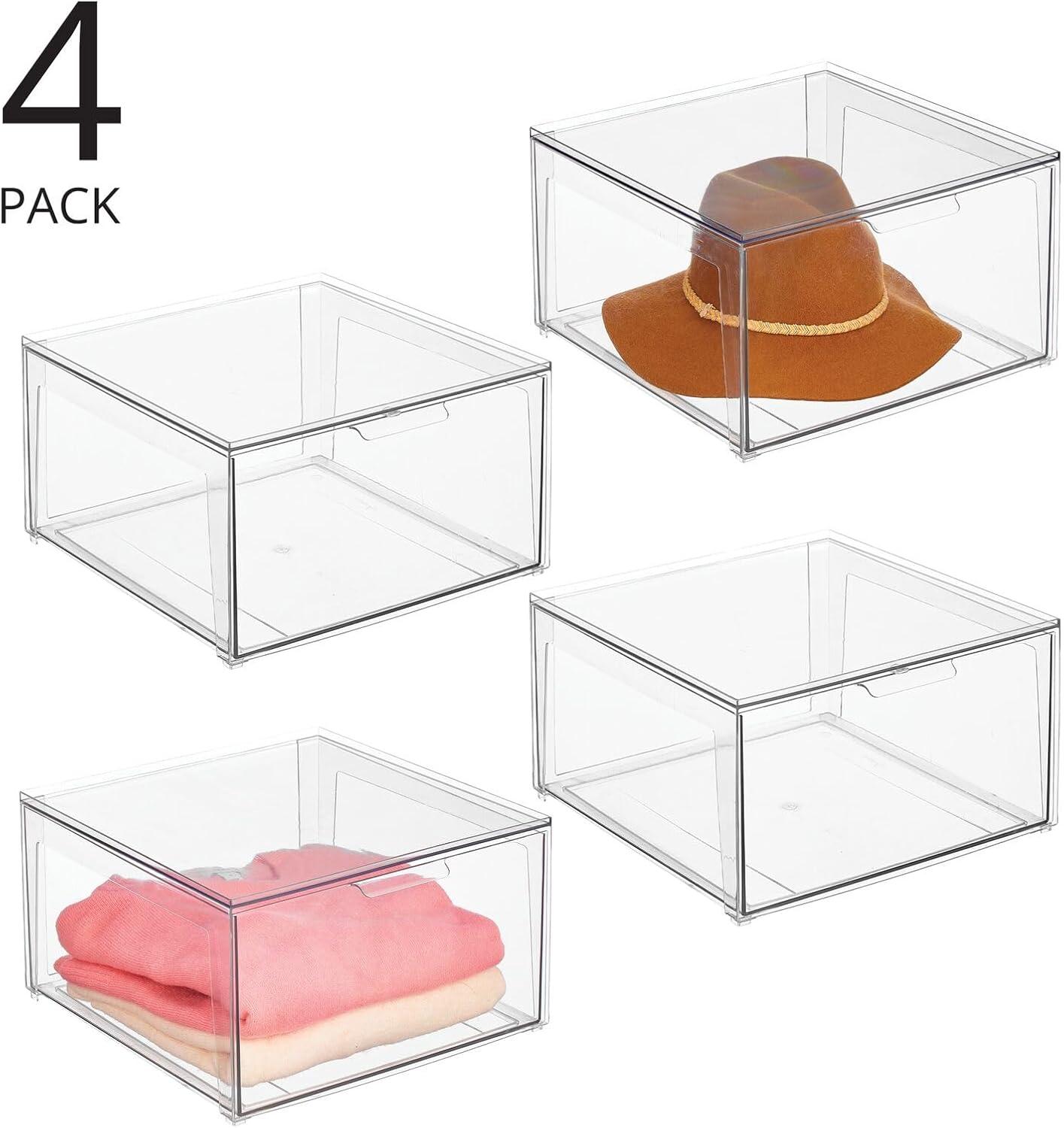 iDesign Clarity Closet Stacking Drawer Organizer 14 x 14 x 8 M4 (Set of 4)