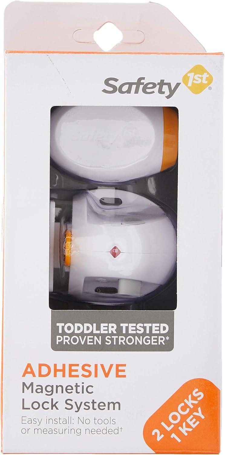 Safety 1st Adhesive Magnetic Lock System - 2 Locks and 1 Key, White, Toddler