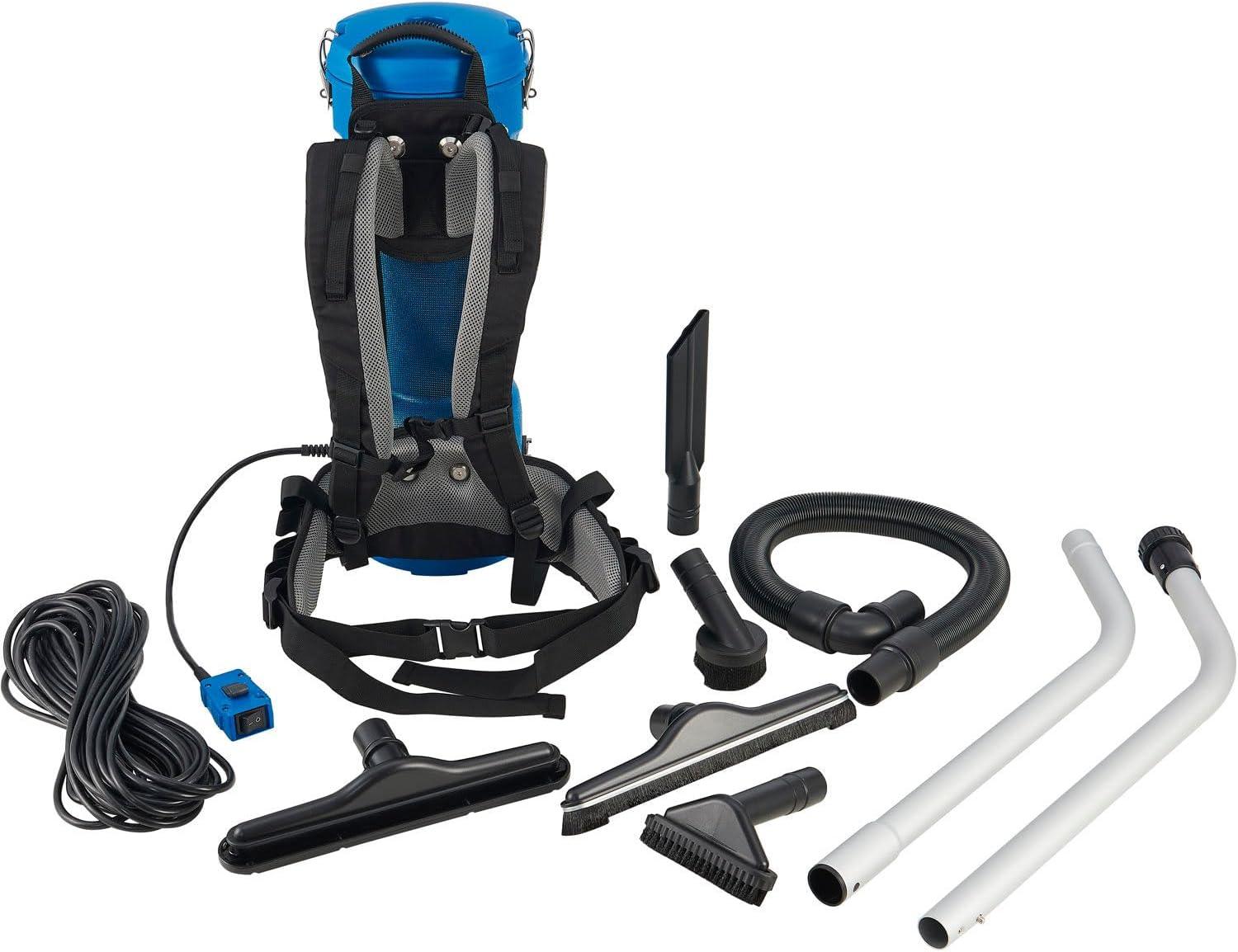 Blue HEPA Commercial Backpack Vacuum with Adjustable Harness