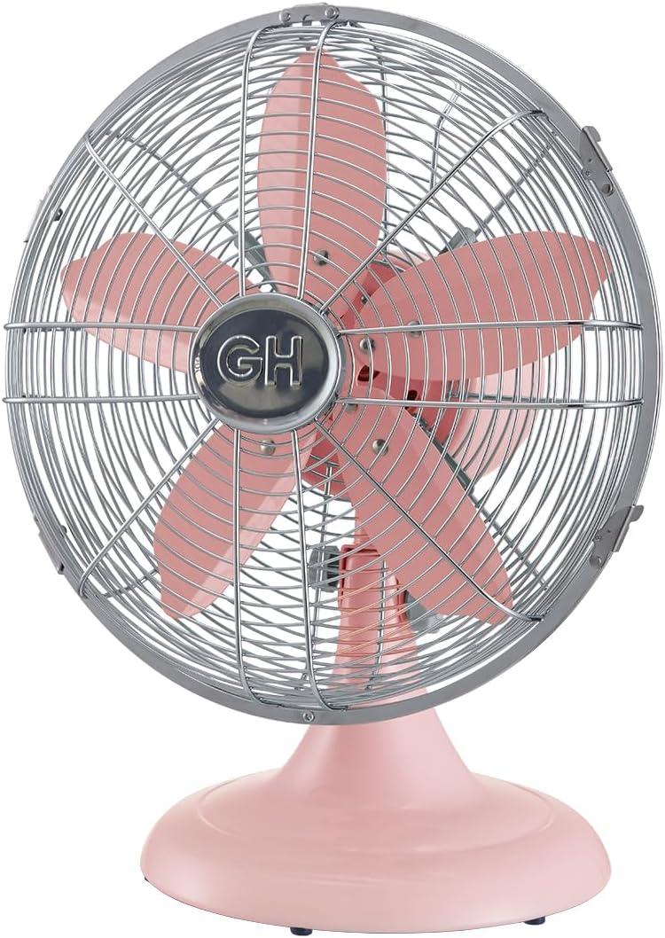 Good Housekeeping Good Housekeeping's All-Metal Retro 3-Speed 12" Oscillating Office Desk Table Fan (Multiple Finishes Available)