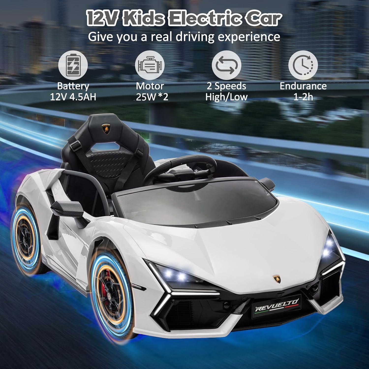 Hetoy 12V Kids Ride On Car, Licensed Lamborghini Revuelto Electric Car For Kids