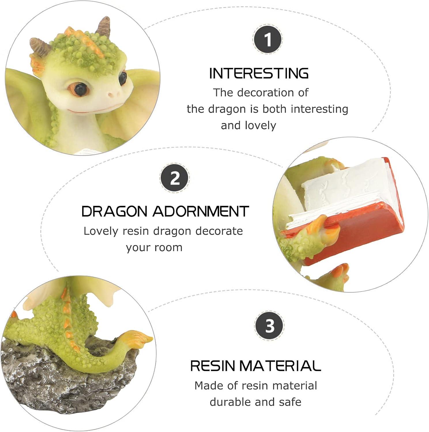 Dragon Figurine Ornament Design Accessories Desktop (Dragon Reading On a Stone)