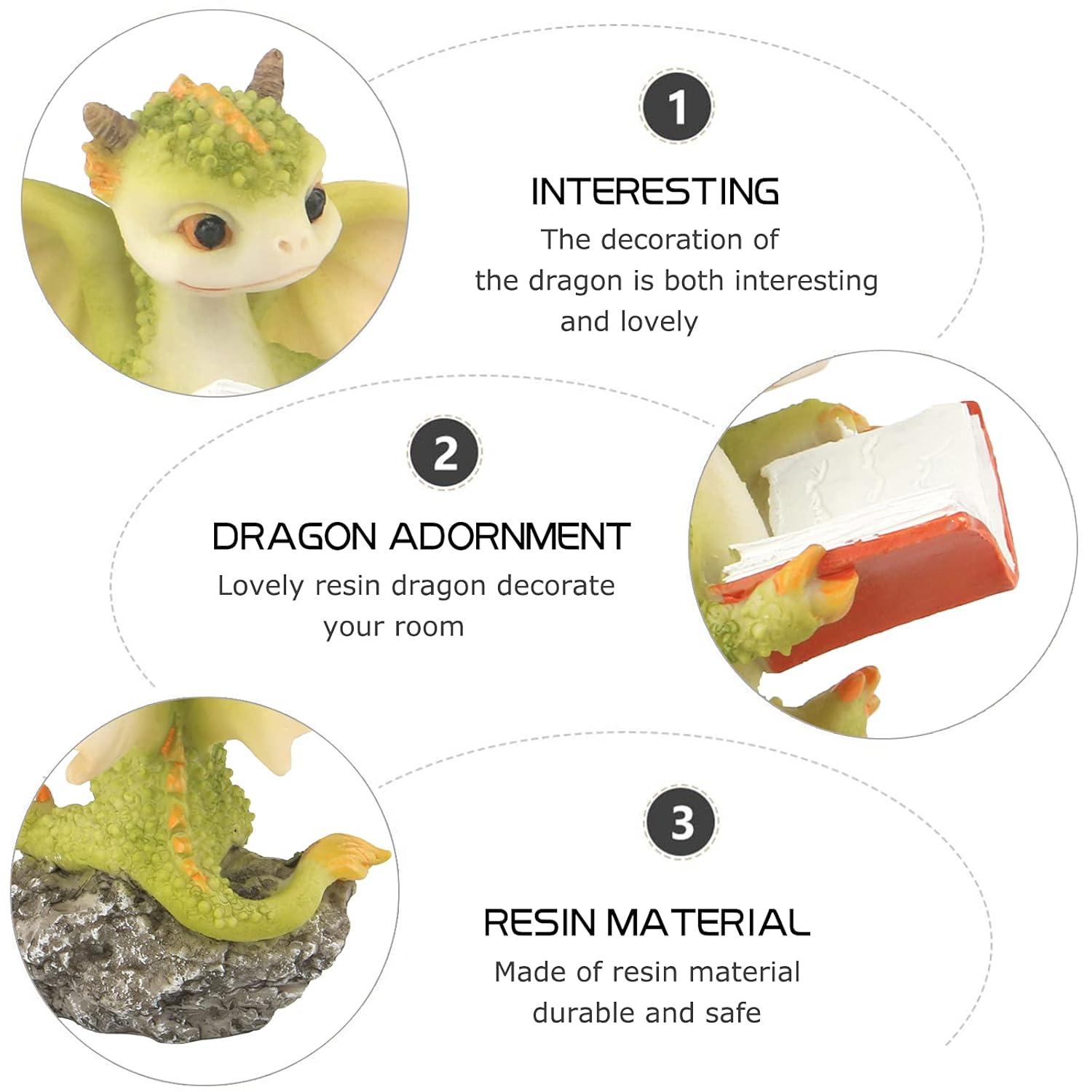 Dragon Figurine Ornament Design Accessories Desktop (Dragon Reading On a Stone)