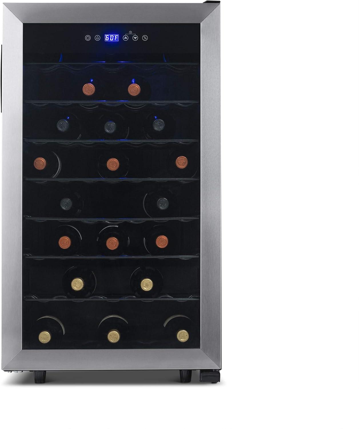 Newair 50 Bottle Freestanding Wine Refrigerator in Stainless Steel with Adjustable Shelves