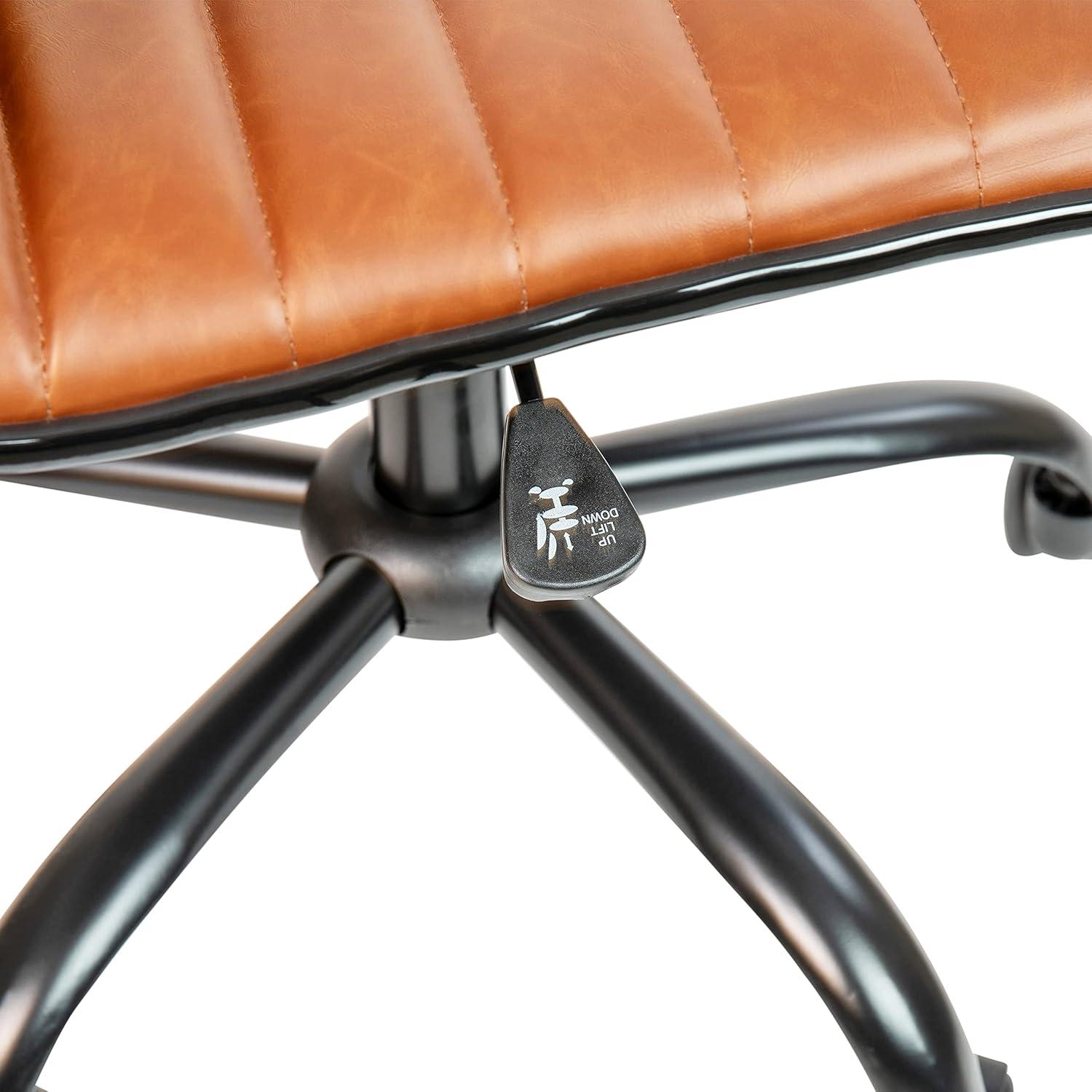 Flash Furniture Merchiston Low-Back Modern Ribbed Upholstered Vinyl Swivel Desk Chair