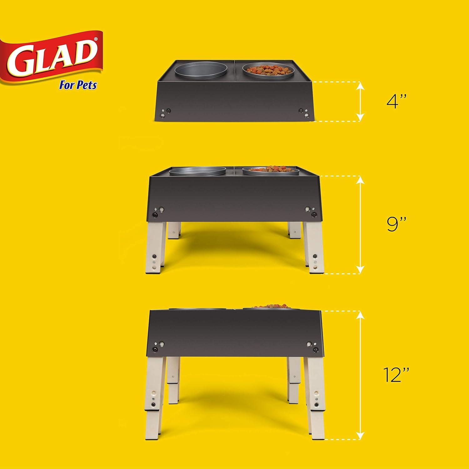 Glad for Pets Smart Cycle Adjustable Feeding Station System | Elevated Dog Bowl Inserts With 3 Height Options for Dogs | Includes 4 Disposable Dog Bowls