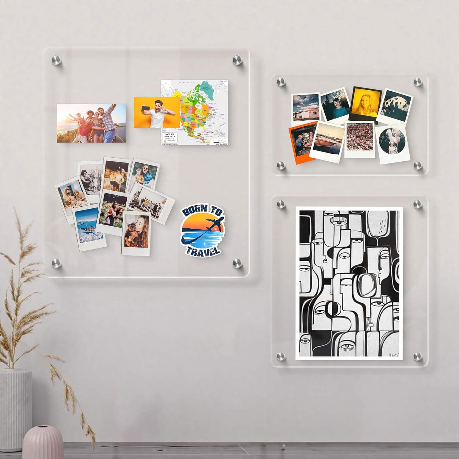 23 in. W. x 33 in. Rectangular Double Acrylic Picture Frame Chrome Wall Mounted Magnet Best 20 in. W. x 30 in. Art Size