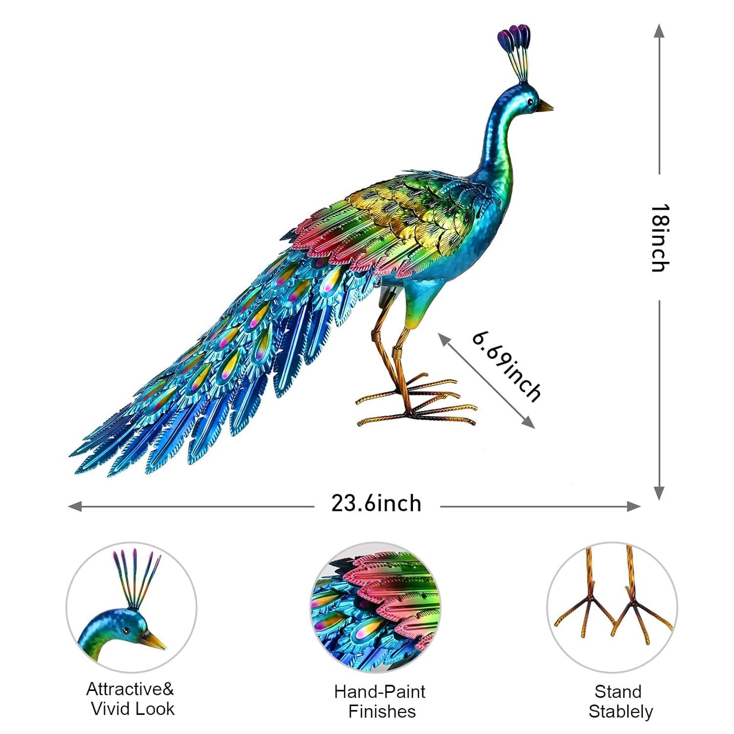 chisheen Peacock Statue Garden Decor Metal Peacock Yard Art Lawn Decoration Outdoor Sculpture Housewarming Birthday Gifts for Women,Mom,Grandma