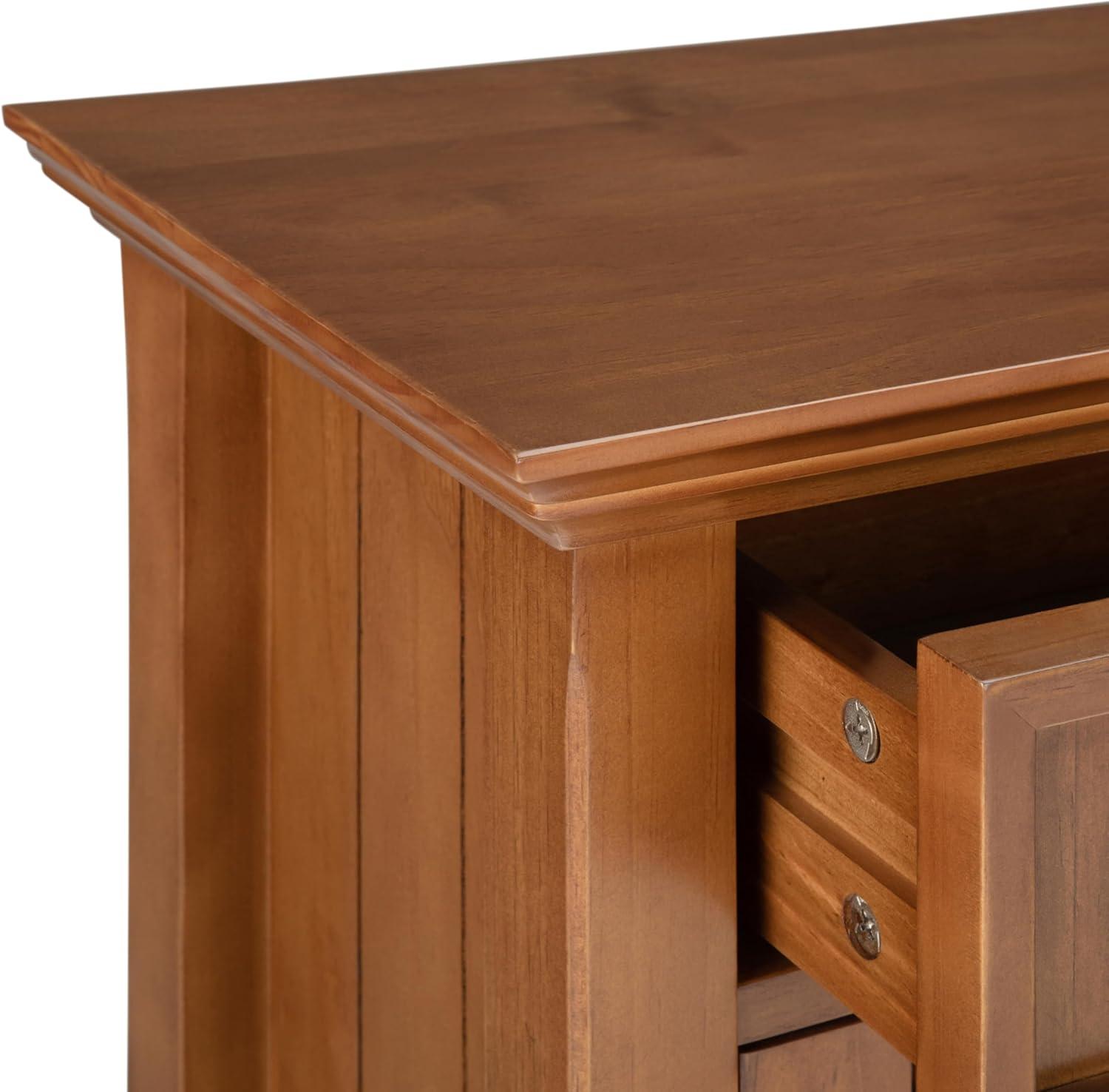 Simpli Home Acadian 36"W Solid Wood 2-Shelf Entryway Storage Cabinet with Glass Doors and 2 Drawers