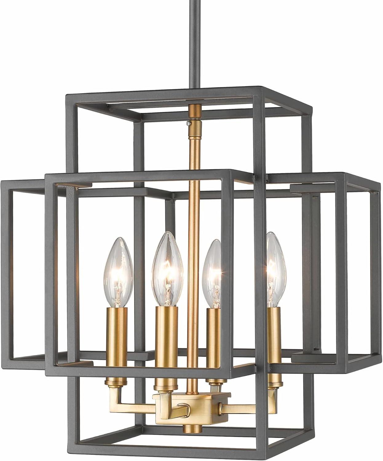 Titania Contemporary 14" Bronze & Olde Brass 4-Light Pendant