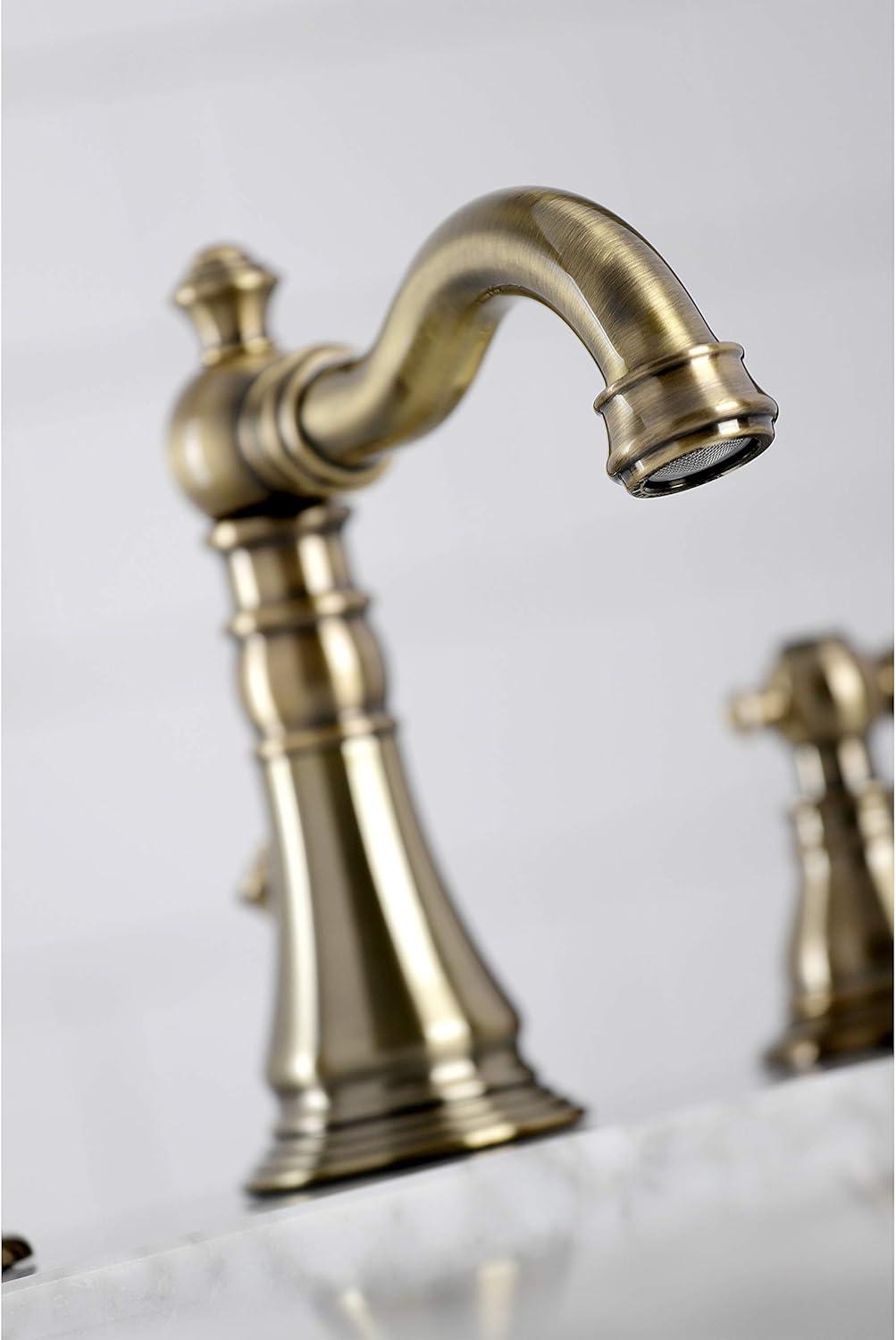 Kingston Brass Duchess Two-Handle 3-Hole Deck Mount Widespread Bathroom Faucet with Pop-Up Drain