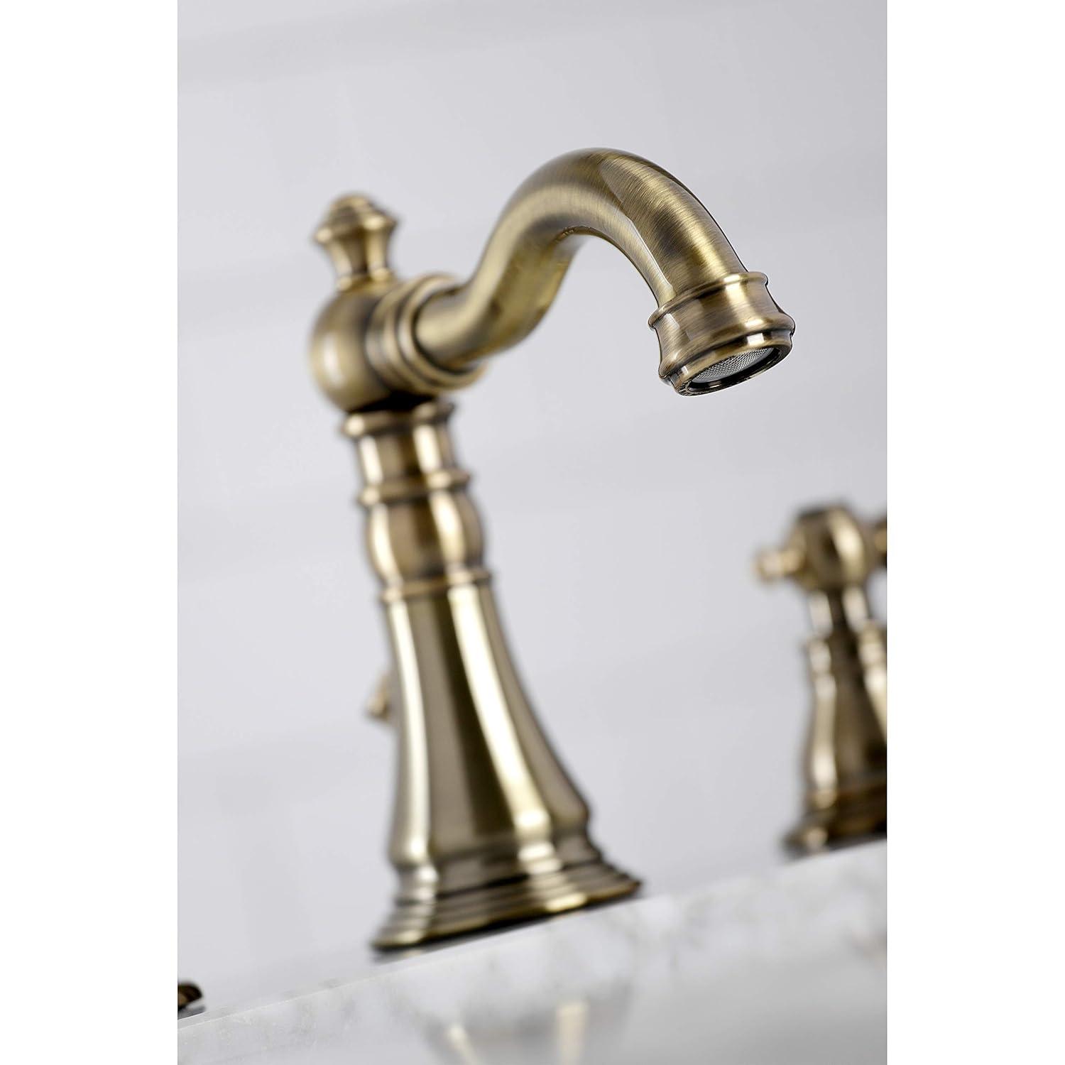 Kingston Brass Duchess Two-Handle 3-Hole Deck Mount Widespread Bathroom Faucet with Pop-Up Drain