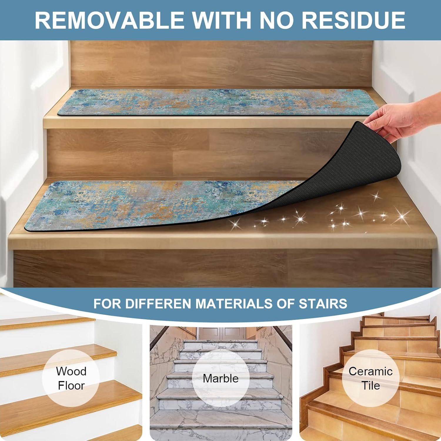 Rosy Rubber Backing Non-Slip Stair Treads for Wooden Steps