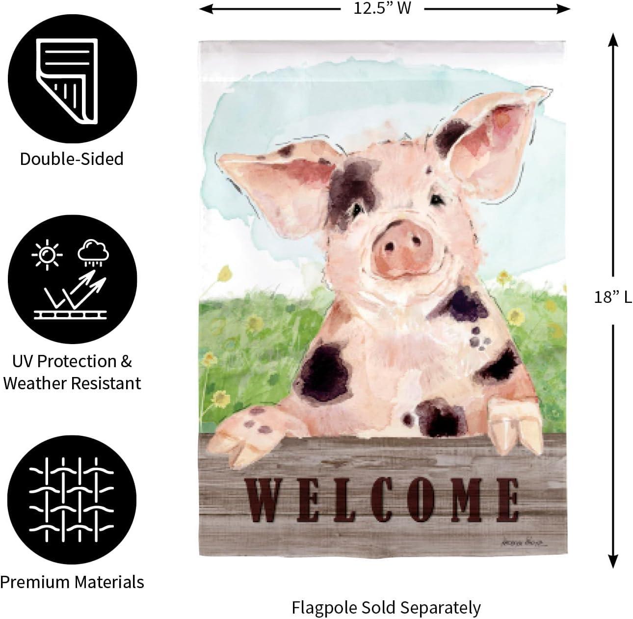 Evergreen Garden Flag Spotted Pig Suede Double Sided Indoor Outdoor Decor 18" x 12.5"