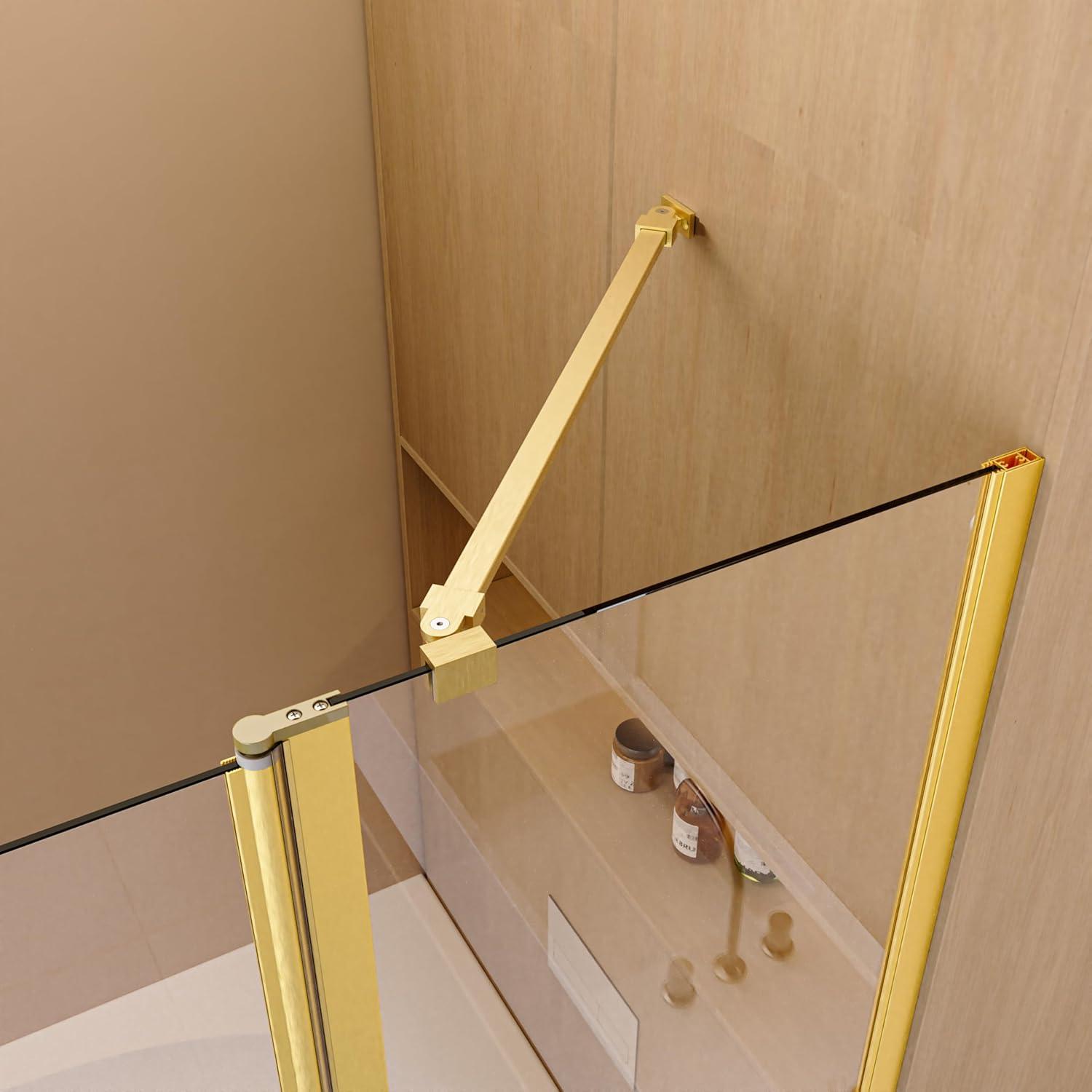 Brushed Gold Frameless Folding Shower Door with Tempered Glass