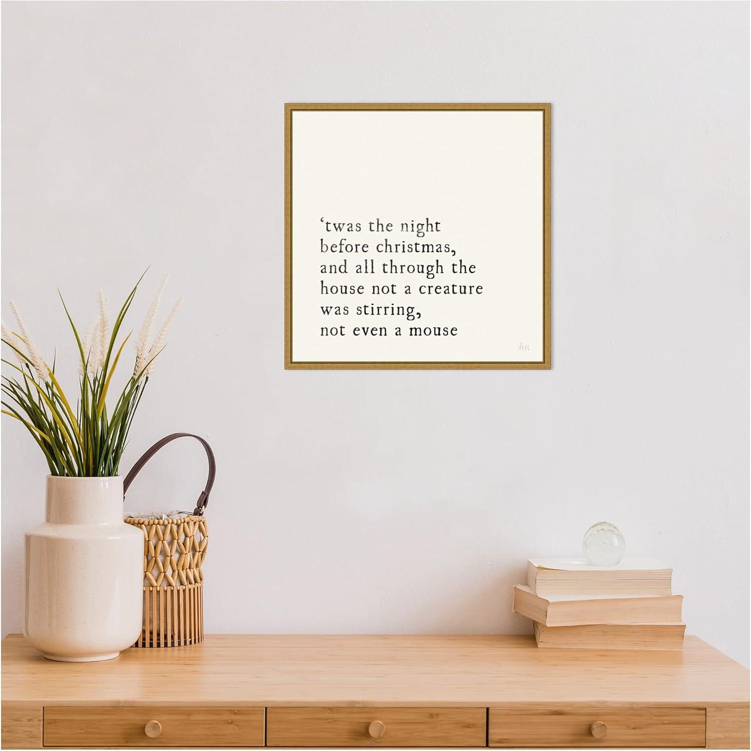 Cream and Black Christmas Quote Framed Canvas Print