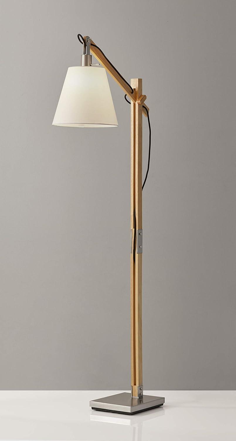 53" x 61" 3-way Walden Floor Lamp Camel - Adesso: Adjustable Wooden Arm, Industrial Style, ETL Listed