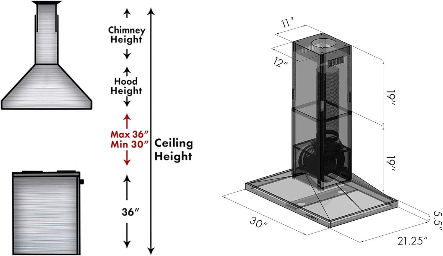 30" GL2I 400 CFM Convertible Island Range Hood