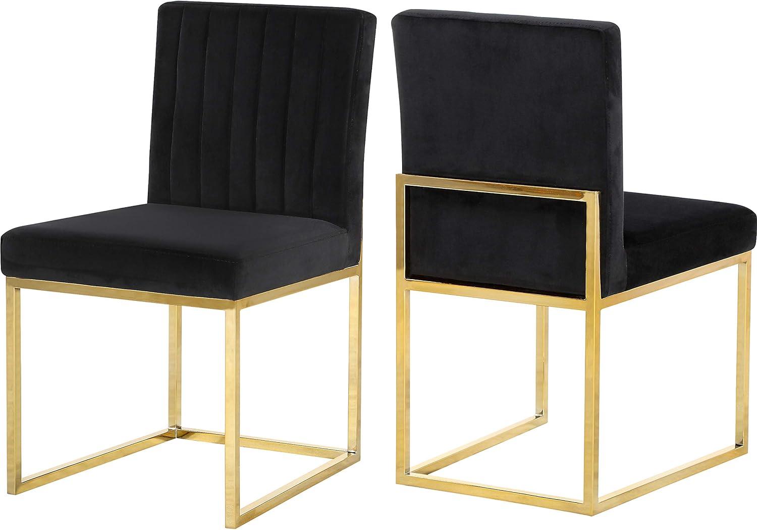 Meridian Furniture Contemporary Giselle Velvet Dining Chair in Black (Set of 2)