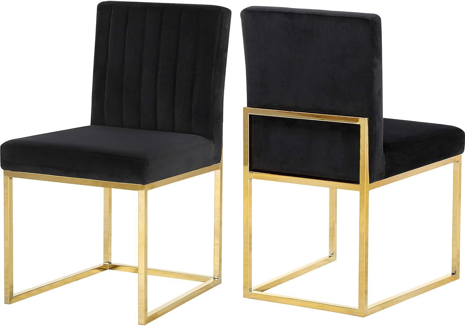 Meridian Furniture Contemporary Giselle Velvet Dining Chair in Black (Set of 2)