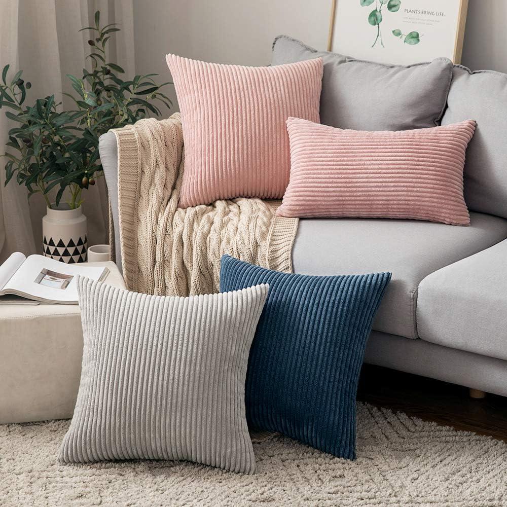 MIULEE Pack of 2, Corduroy Soft Soild Decorative Square Throw Pillow Covers Set Cushion Cases Pillowcases for Sofa Bedroom Car 18 x 18 Inch 45 x 45 cm
