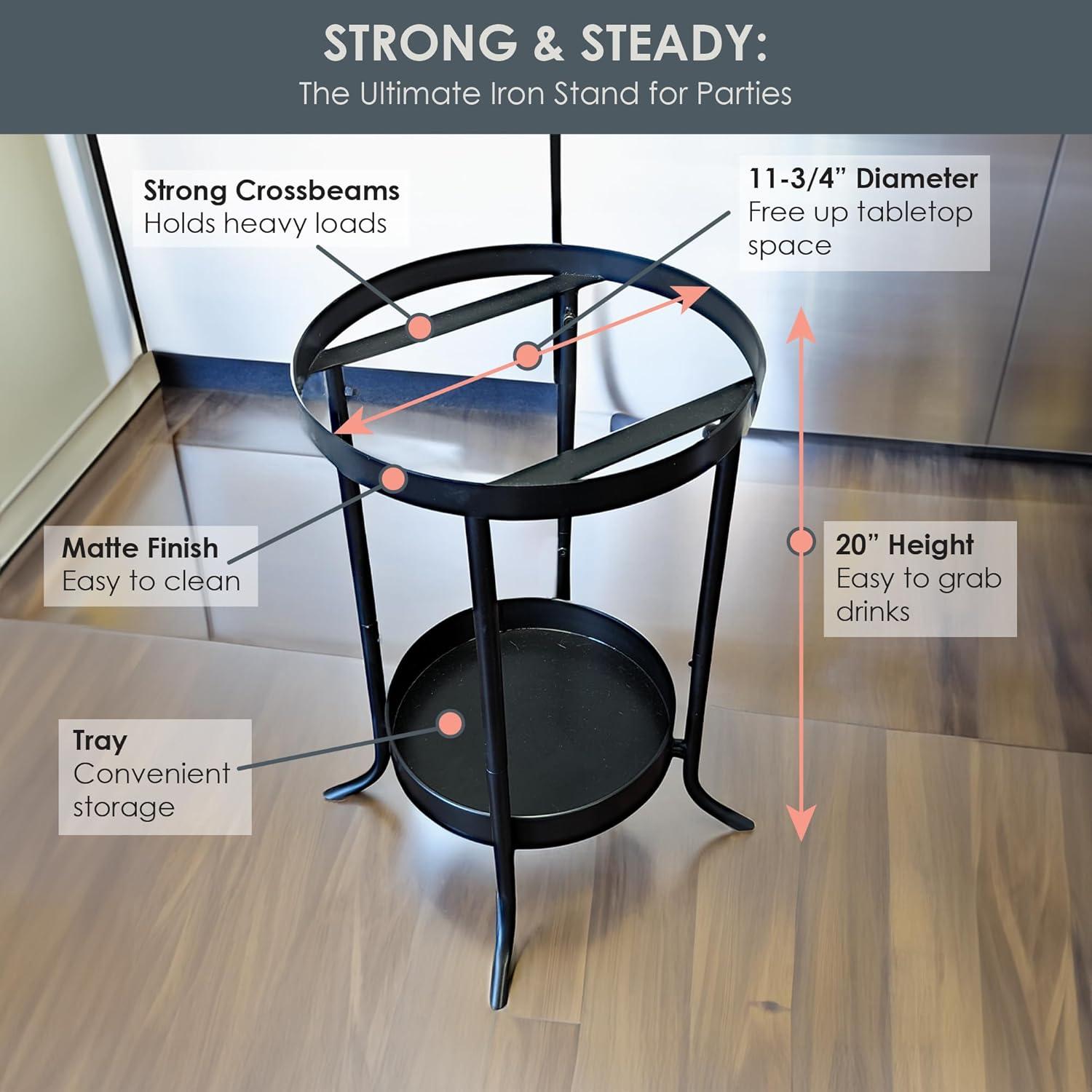 BREKX Anchored Model Round Beverage Tub Insulated for Ice with Stand in Stainless Steel 26-inch