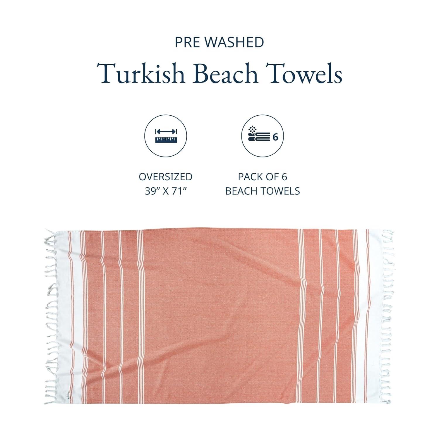 LANE LINEN 6-Pack Oversized Pre-Washed Beach Towels, Stylish Quick-Dry Pool & Travel Towels for Adults, 39"x71" - Diamond Multi Colors