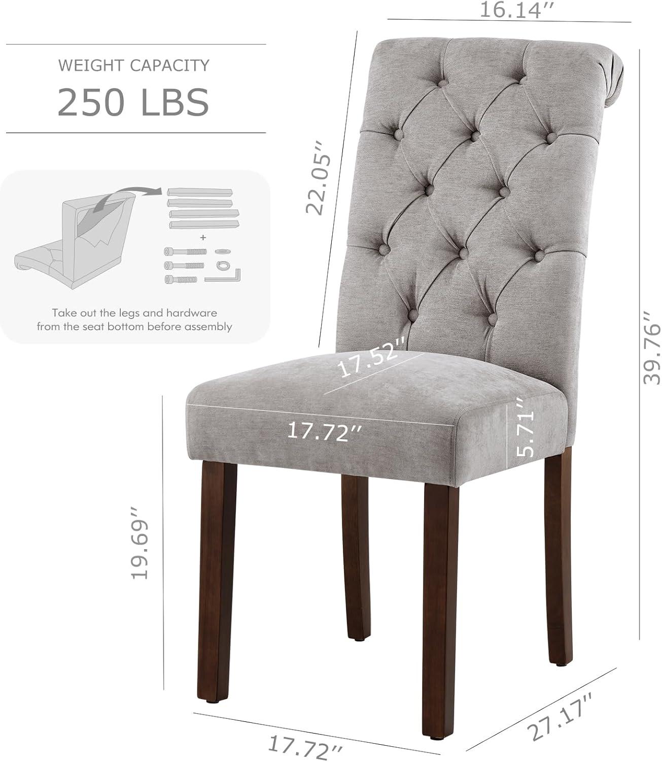 Gray Linen Upholstered High-Back Parsons Side Chair Set