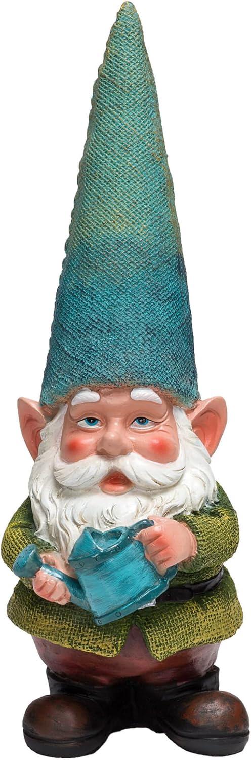 15" Outdoor Polyresin Garden Gnome with Watering Can - Alpine Corporation: Weatherproof Yard Decor