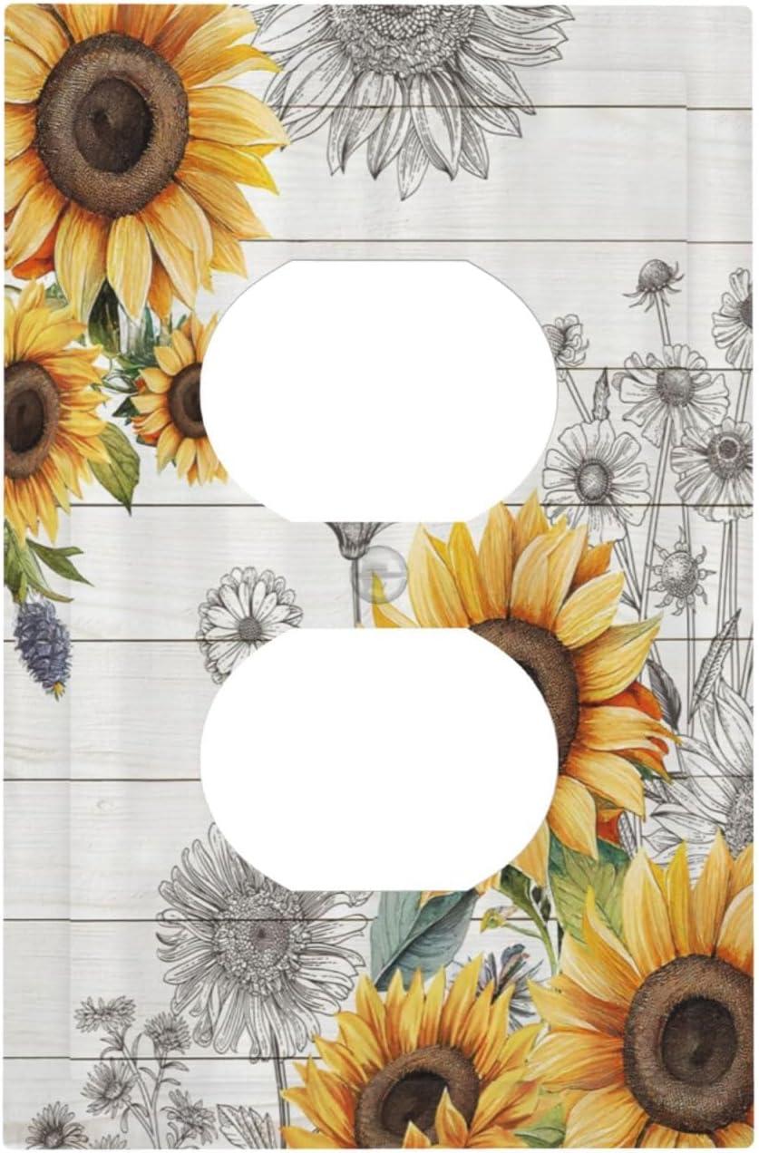 ZICANCN Outlet Covers Wall Plate, Sunflowers Nature Beige Background Light Switch Cover Decorative, Duplex Toggle Combo 1-Gang