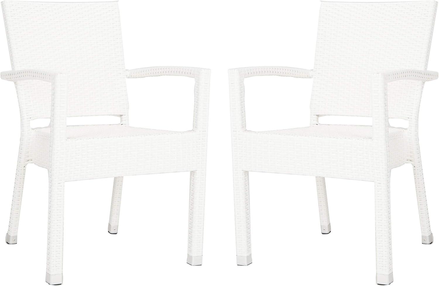 Kelda Stackable Arm Chair Indoor/Outdoor (Set Of 2) - PAT4004 - White - Safavieh
