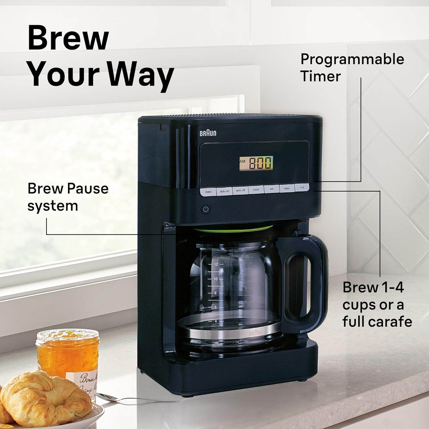 Braun BrewSense 12-Cup Drip Coffee Maker with Brew Strength Selector and Glass Carafe