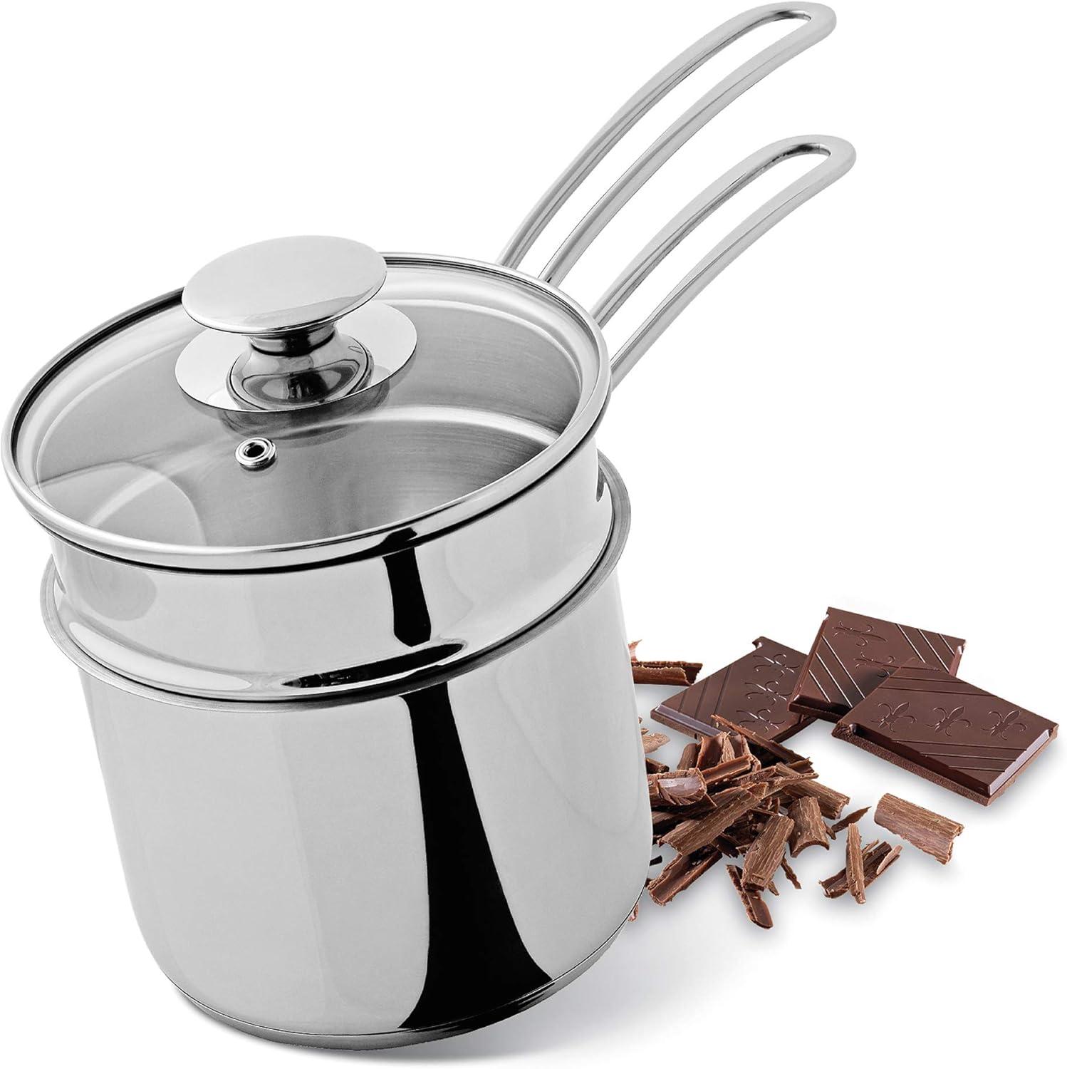 Kuchenprofi Mini Double Boiler Set w/ Glass Lid, 1.6 qt., 5.5-Inch Diameter