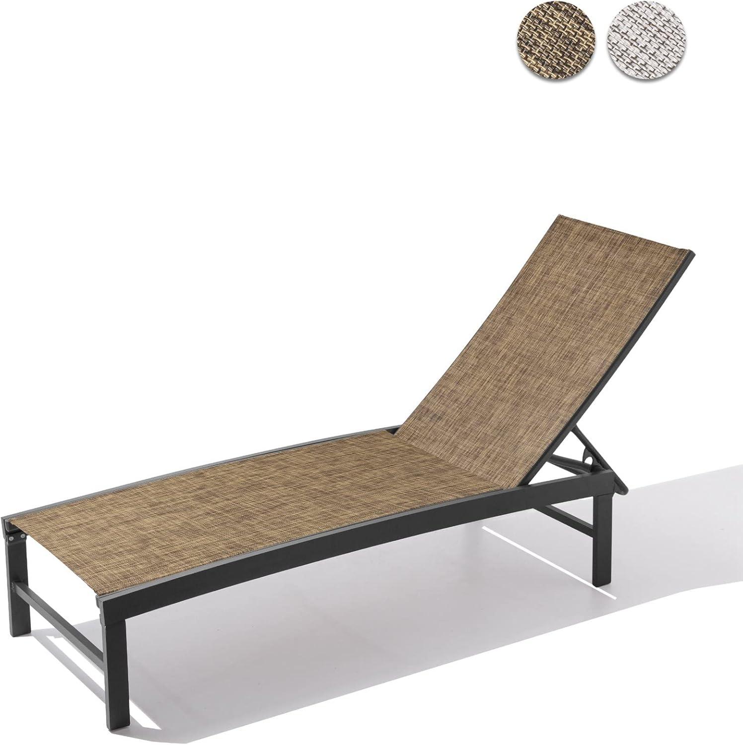 Pellebant  Outdoor Aluminum Patio Chaise Lounge Chair Adjustable - N/A Gray&Brown
