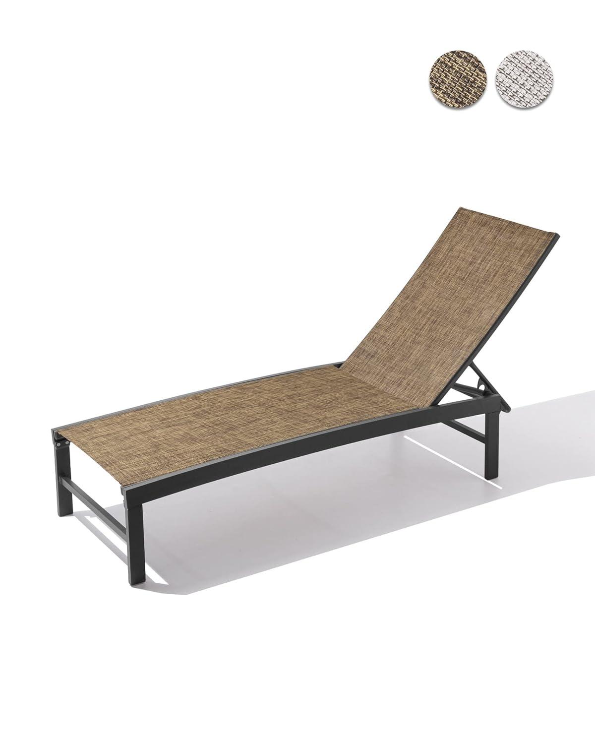 Pellebant  Outdoor Aluminum Patio Chaise Lounge Chair Adjustable - N/A Gray&Brown