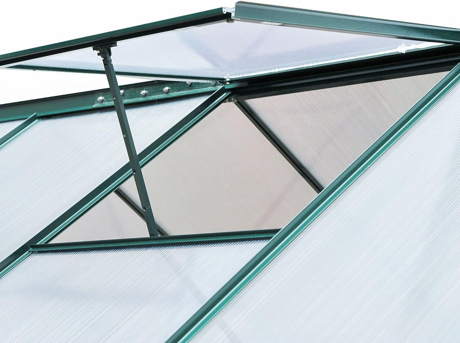 Dark Green Polycarbonate Walk-In Greenhouse with Aluminum Frame