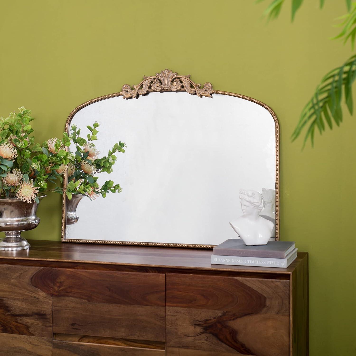 CHENGGUHENGXIN 40" X 31" Classic Design Large Arch Mirror And Baroque Inspired Frame For Living Room Bathrrom Enterway Console