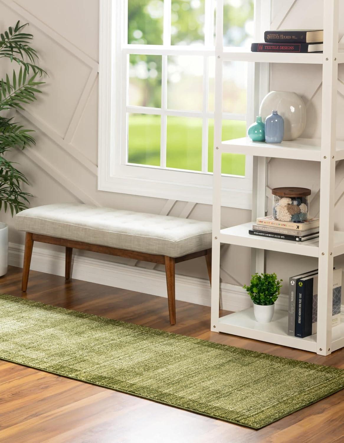 Unique Loom Abigail Del Mar Area Rug , 2'7"x10' Runner ,Light Green