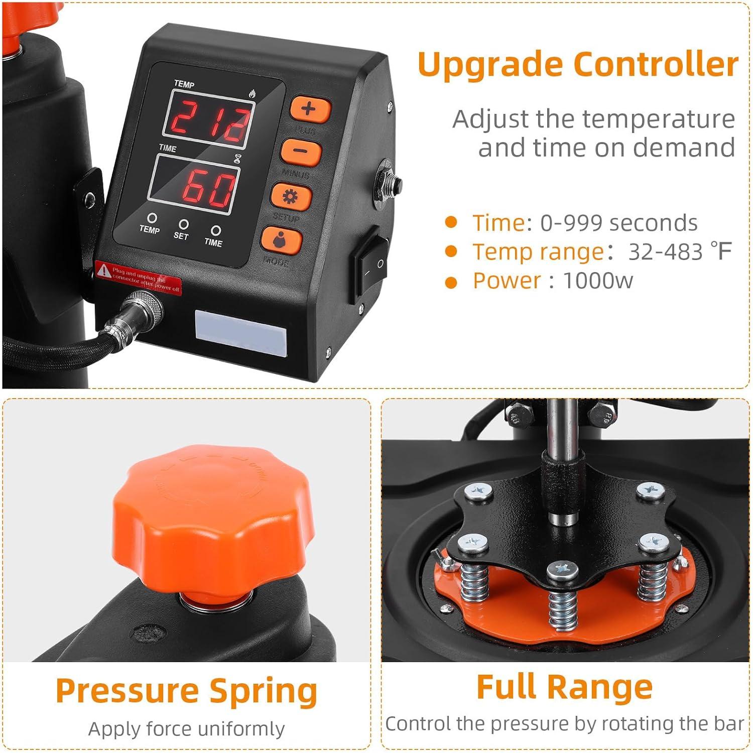 Heat Press Machine,6 in 1 Heat Press Sublimation Machine 360°Rotation Swing Away T Shirt Printing Machine for DIY T Shirts Mug Hat Plate Cap Mouse Pad