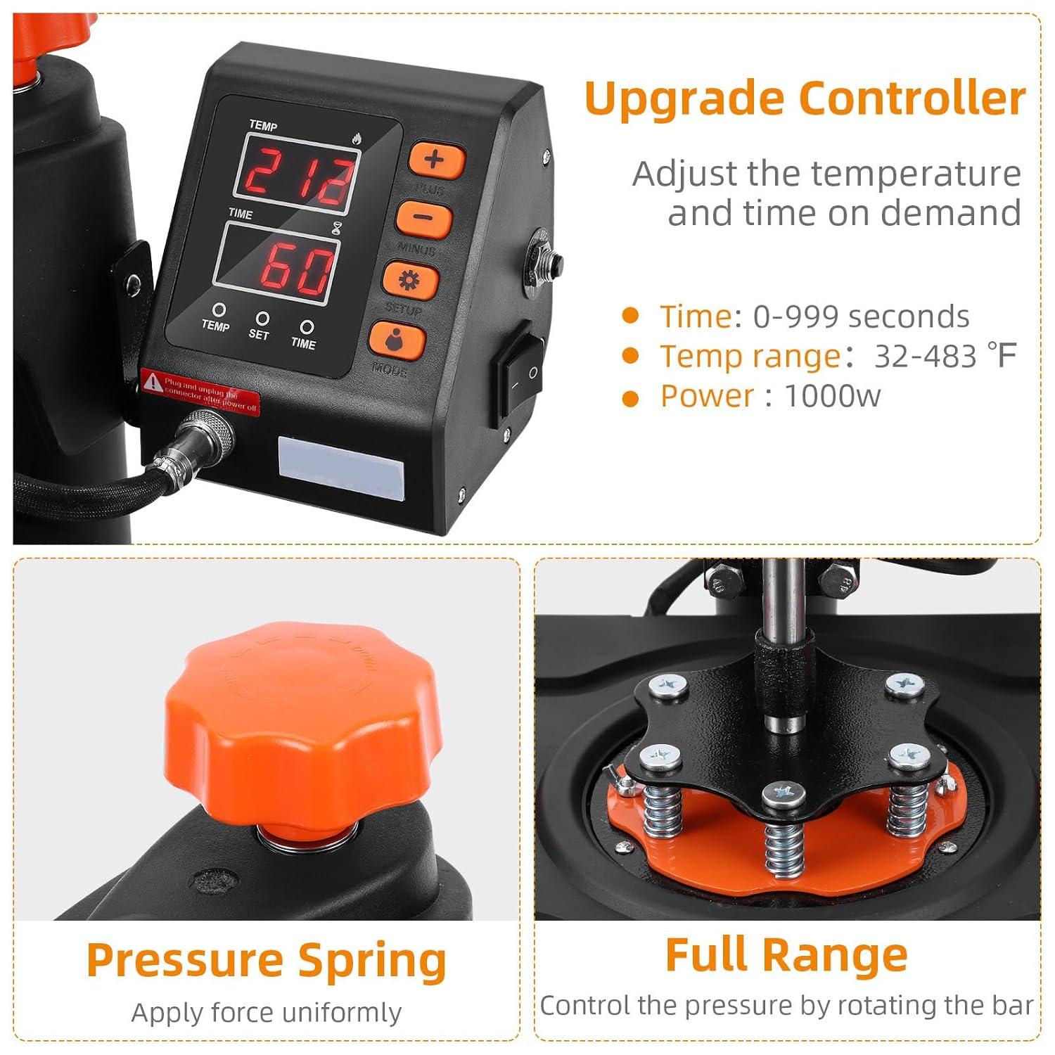 Heat Press Machine,6 in 1 Heat Press Sublimation Machine 360°Rotation Swing Away T Shirt Printing Machine for DIY T Shirts Mug Hat Plate Cap Mouse Pad